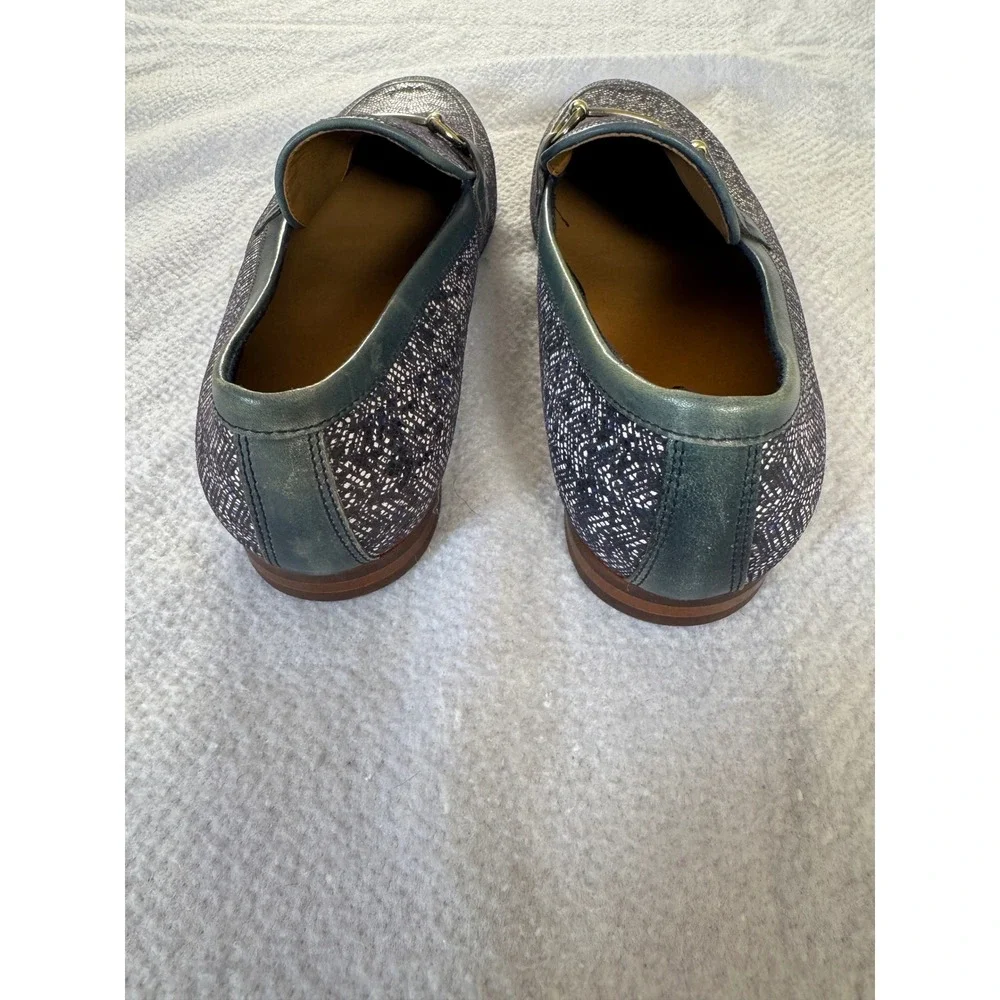 Aldo Mens Bit Loafers Navy Blue White Textured Dress Shoes Size 10.5 Horsebit
